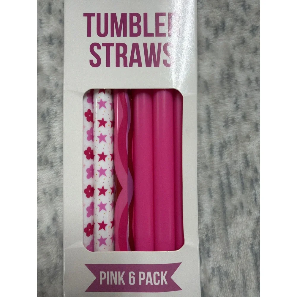 CharCharms Pink 6 Pack Reusable‎ Tumbler Straws for 40oz Cups Pink Pack BPA Free